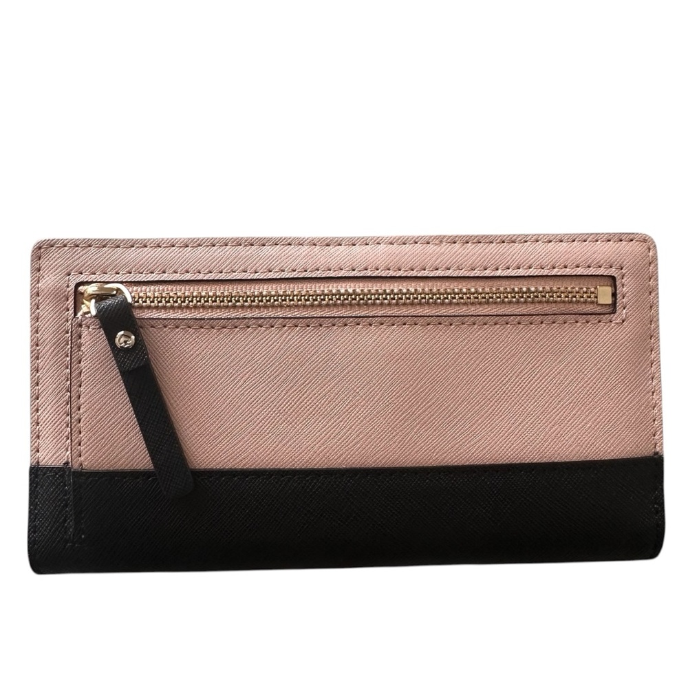 Kate Spade Laurel Way Stacy Wallet in Two-Tone Pink and Black Saffiano Leather - Picture 2 of 9